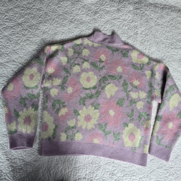 Mango Pastel Floral V-Neck Jewel Button Cardigan - Purple - Picture 9 of 13